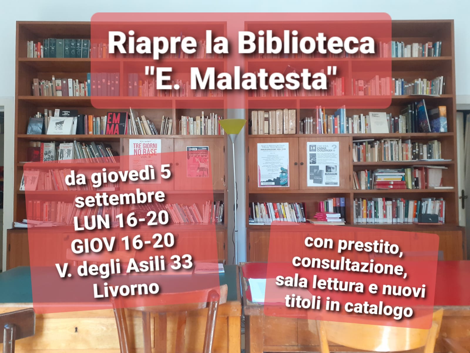 Riapre la biblioteca del Circolo culturale Malatesta