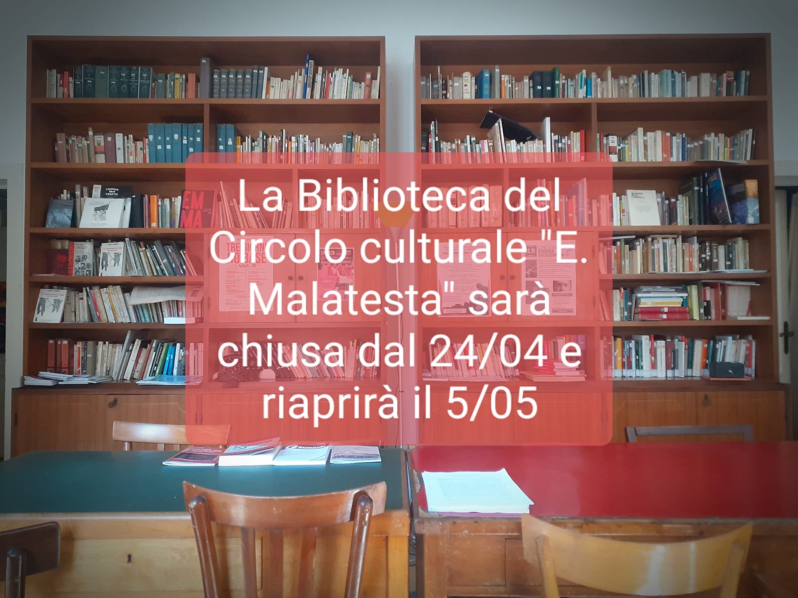 Avviso Chiusura Biblioteca "E. Malatesta"