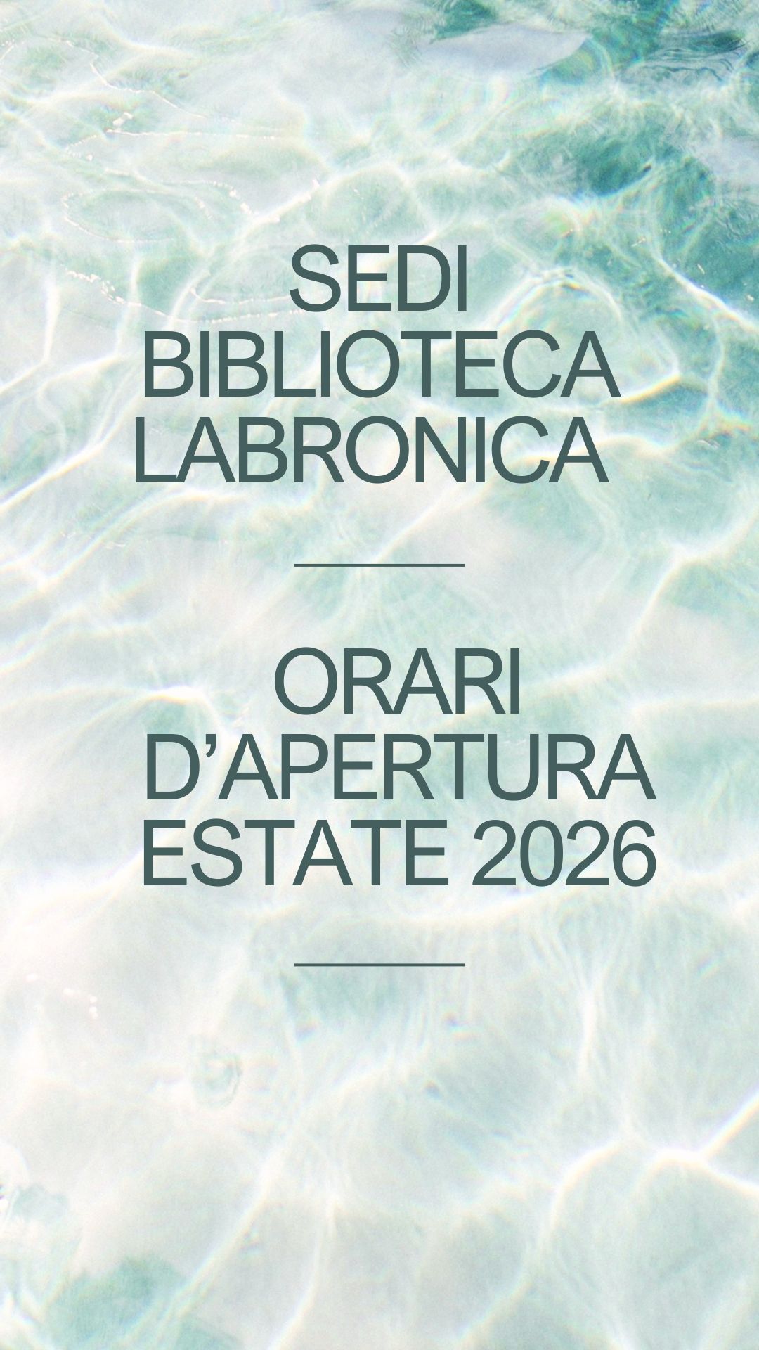 Orario estivo sedi Biblioteca Labronica