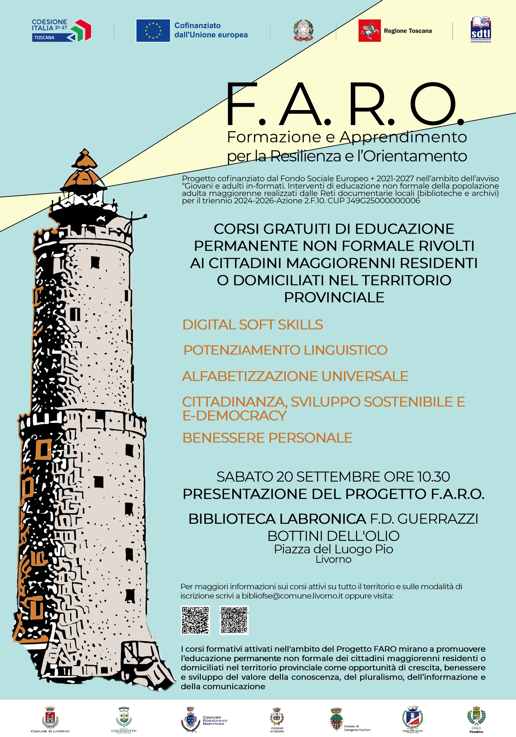 A settembre ripartono i corsi del Progetto  F.A.R.O.