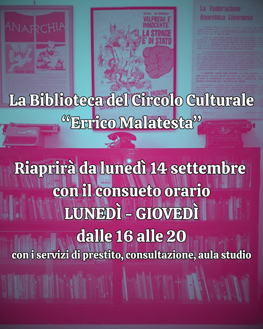 Riapre la biblioteca del Circolo culturale Malatesta