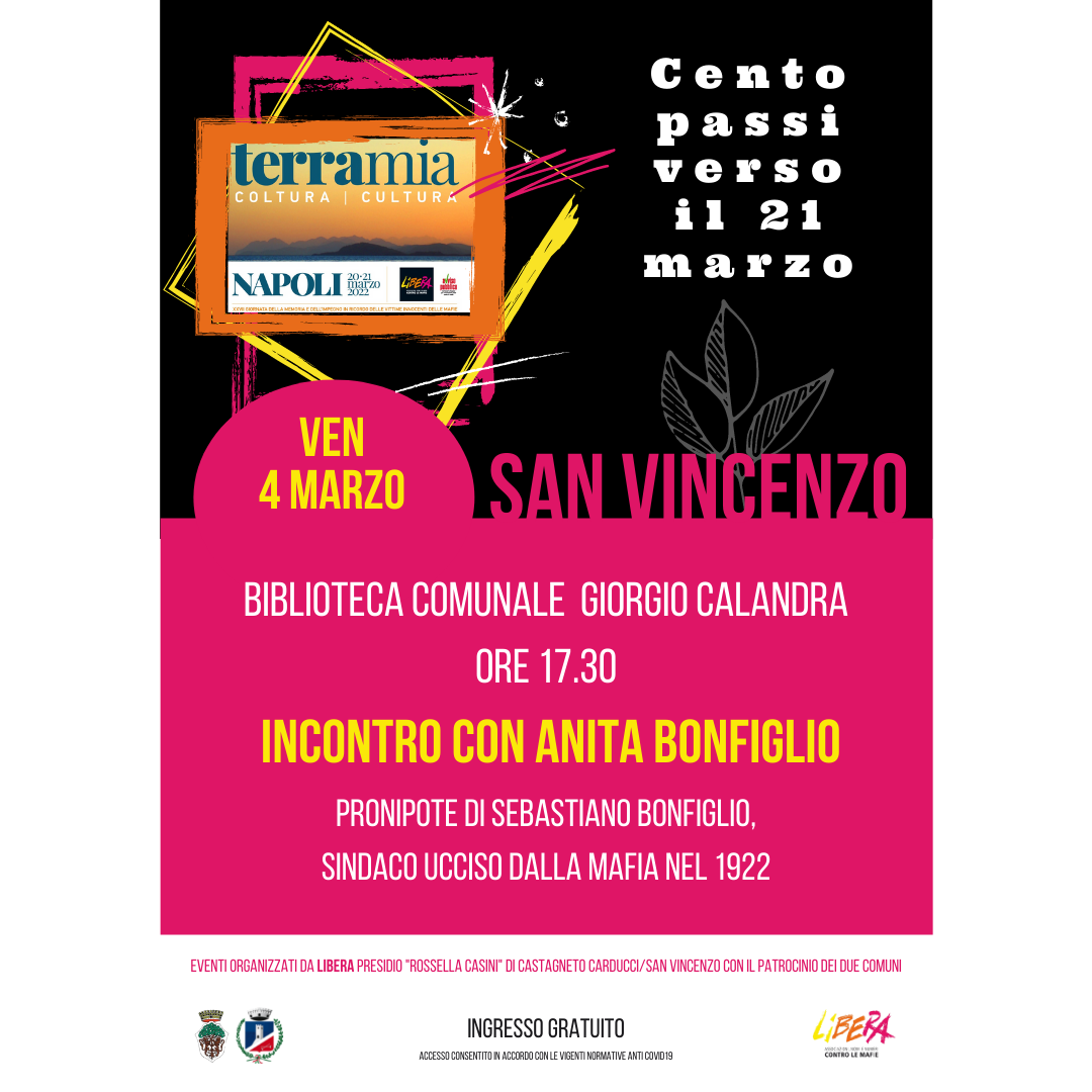CENTO PASSI VERSO IL 21 MARZO-Incontro con Anita Bonfiglio