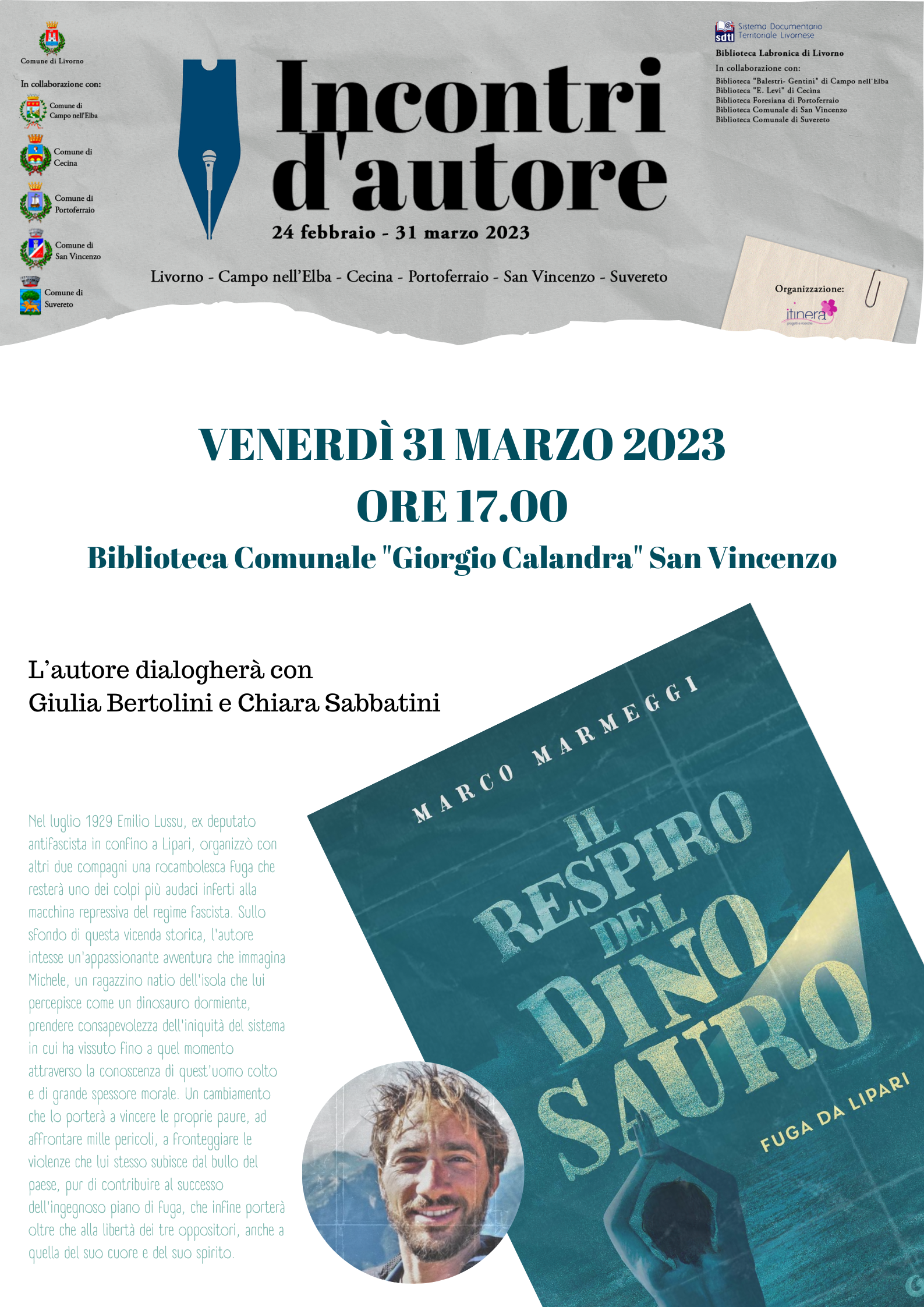 INCONTRI D'AUTORE - Il respiro del dinosauro. Fuga da Lipari di Marco Marmeggi